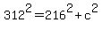 312%5E2=216%5E2%2Bc%5E2