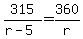 315%2F%28r-5%29+=+360%2Fr