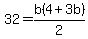 32=b%284%2B3b%29%2F2
