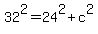 32%5E2=24%5E2%2Bc%5E2