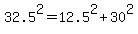 32.5%5E2=+12.5%5E2%2B30%5E2