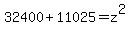 32400+%2B+11025+=+z%5E2