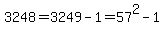 3248=3249-1=57%5E2-1