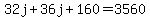 32j%2B36j%2B160=3560