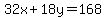 32x%2B18y+=+168