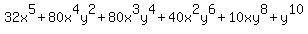 32x%5E5+%2B+80x%5E4y%5E2+%2B+80x%5E3y%5E4+%2B+40x%5E2y%5E6+%2B+10xy%5E8+%2B+y%5E10