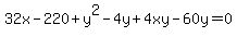 32x-220%2By%5E2-4y%2B4xy-60y=0