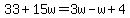 33%2B15w=3w-w%2B4