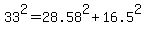 33%5E2=28.58%5E2%2B16.5%5E2