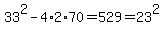 33%5E2-4%2A2%2A70=529=23%5E2
