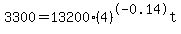 3300=13200%284%29%5E-0.14t