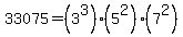 33075=%283%5E3%29%285%5E2%29%287%5E2%29