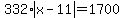 332%2Aabs%28x-11%29=1700