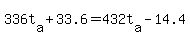 336t%5Ba%5D+%2B+33.6+=+432t%5Ba%5D+-+14.4