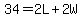 34=2L%2B2W