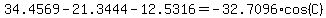 34.4569+-21.3444+-+12.5316+=-32.7096++%2Acos%28+C%29