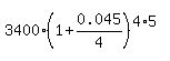 3400%2A%281%2B0.045%2F4%29%5E%284%2A5%29