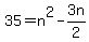 35=n%5E2-3n%2F2