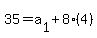 35+=+a%5B1%5D+%2B+8%284%29