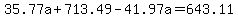 35.77a%2B713.49-41.97a=643.11