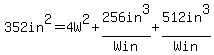 352in%5E2=4W%5E2%2B256in%5E3%2FWin%2B512in%5E3%2FWin