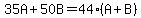 35A%2B50B=44%28A%2BB%29