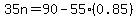 35n=90-55%280.85%29