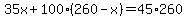 35x%2B100%28260-x%29=45%2A260