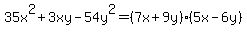 35x%5E2%2B3xy-54y%5E2=%287x%2B9y%29%285x-6y%29