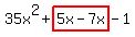 35x%5E2%2Bhighlight%285x-7x%29-1