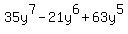 35y%5E7-21y%5E6%2B63y%5E5