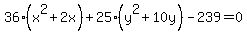 36%28x%5E2%2B2x%29%2B25%28y%5E2%2B10y%29-239=0