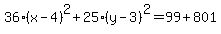 36%28x-4%29%5E2%2B25%28y-3%29%5E2=99%2B801