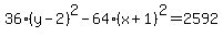36%28y-2%29%5E2+-64%28x%2B1%29%5E2=2592