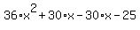 36%2Ax%5E2%2B30%2Ax-30%2Ax-25