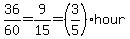 36%2F60=9%2F15=%283%2F5%29hour