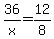 36%2Fx+=+12%2F8