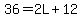 36=2L%2B12
