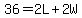 36=2L%2B2W