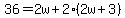 36=2w%2B2%282w%2B3%29