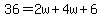 36=2w%2B4w%2B6