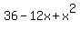 36+-+12x+%2B+x%5E2