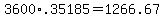 3600%2A.35185+=+1266.67