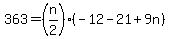 363=%28n%2F2%29%28-12-21%2B9n%29
