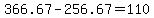366.67-256.67=110
