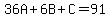 36A%2B6B%2BC=91