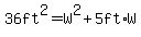 36ft%5E2=W%5E2%2B5ft%2AW