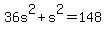 36s%5E2%2Bs%5E2=+148
