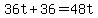 36t%2B36=48t