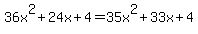36x%5E2%2B24x%2B4=35x%5E2%2B33x%2B4